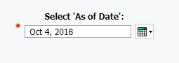 screenshot of Select As of Date prompt
