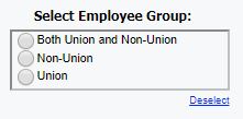 screenshot of Select employee group prompt