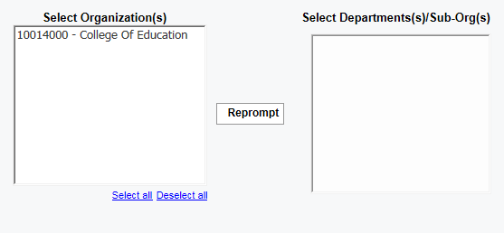 screenshot of Select Organizations prompt