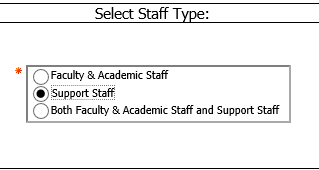 screenshot of Select Staff Type prompt