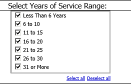 screenshot of select years service prompt