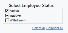 screenshot of Select Employee Status prompt