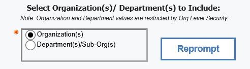 screenshot of select organization or department prompt