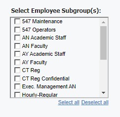 screenshot of select employee subgroup prompt
