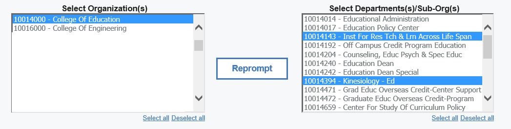 screenshot select departments prompt