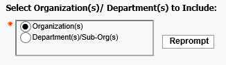 screenshot of Select organization or department Prompt