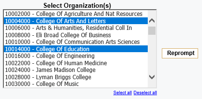 screenshot of Select Organization Prompt